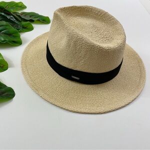 Brixton Straw Sol Fedora Natural and Black Women’s M 7 1/4